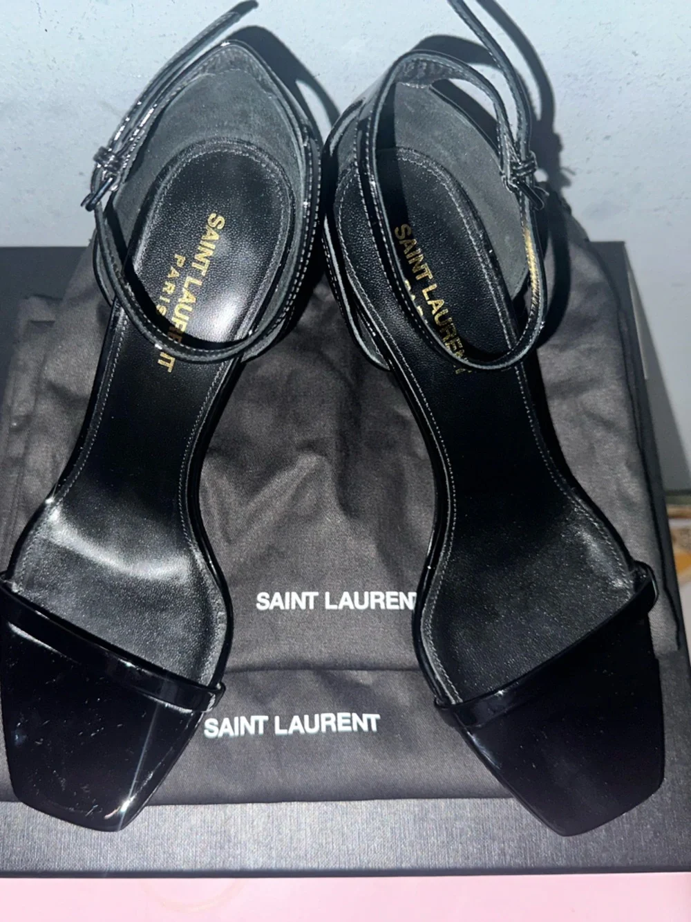 Saint Laurent Black Patent Leather Ankle-Strap Sandals - Picture 10 of 10